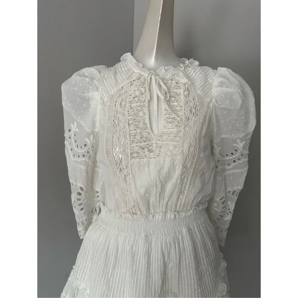 LoveShackFancy White Eyelet Lace Mini Dress - Picture 5 of 10